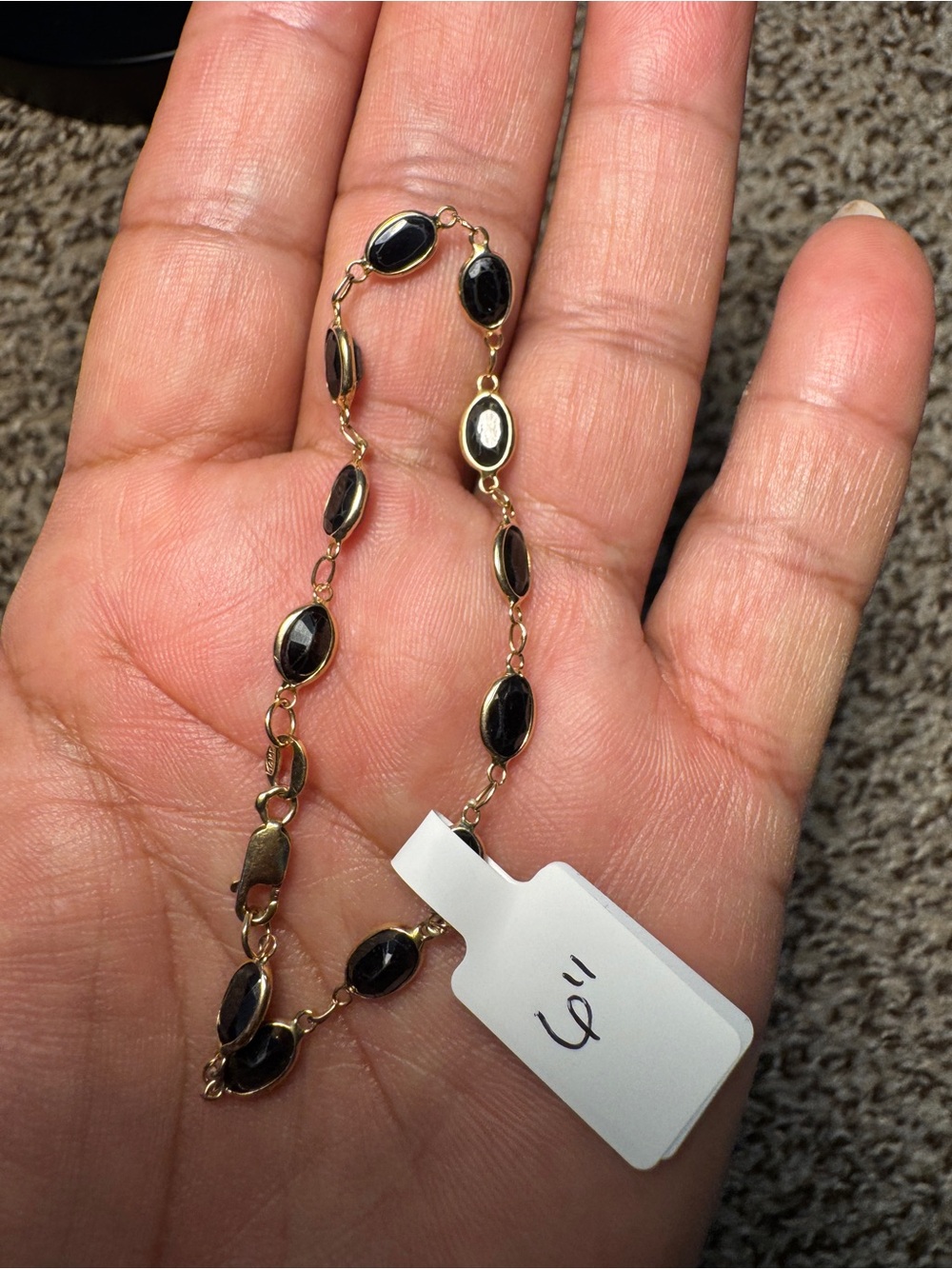 14K Gold Link Bracelet with Blue Sapphire Oval Gemstones